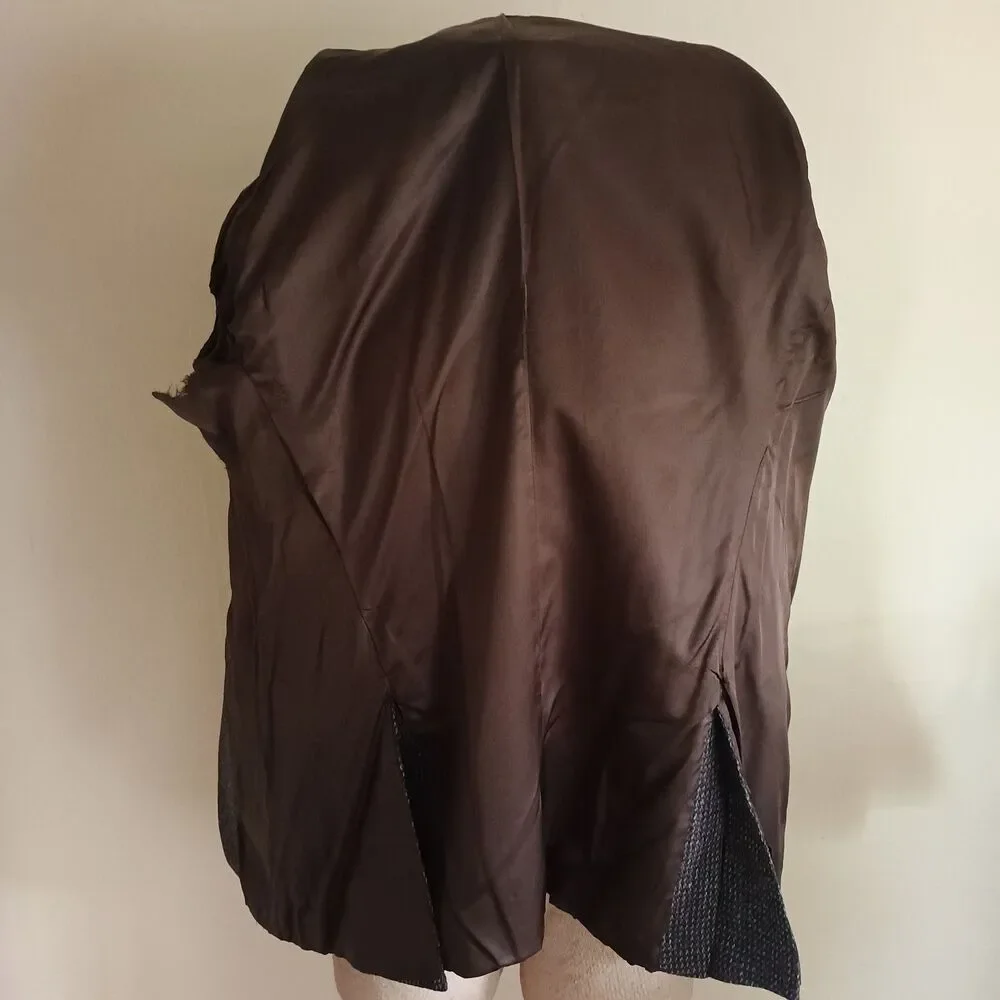 Vintage Suit Jacket Mens 42L Brown Check Tweed Wool 2 Button Blazer Academia USA